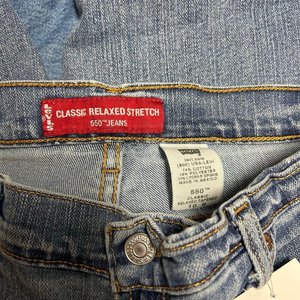 Levis 550 Women 10M Light Wash Jeans Relaxed Tapered Stretch Blue Y2K Vintage - Picture 4 of 7